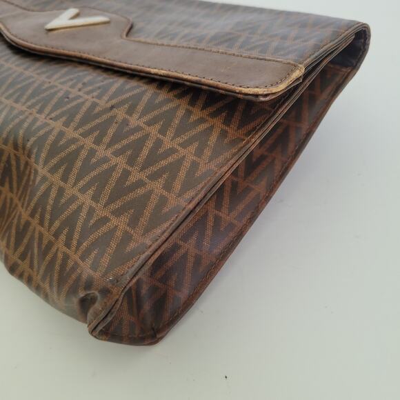 Mario Valentino V Bag Clutch Envelope Vintage Handbag Zip Designe Italian Brown - Picture 7 of 11